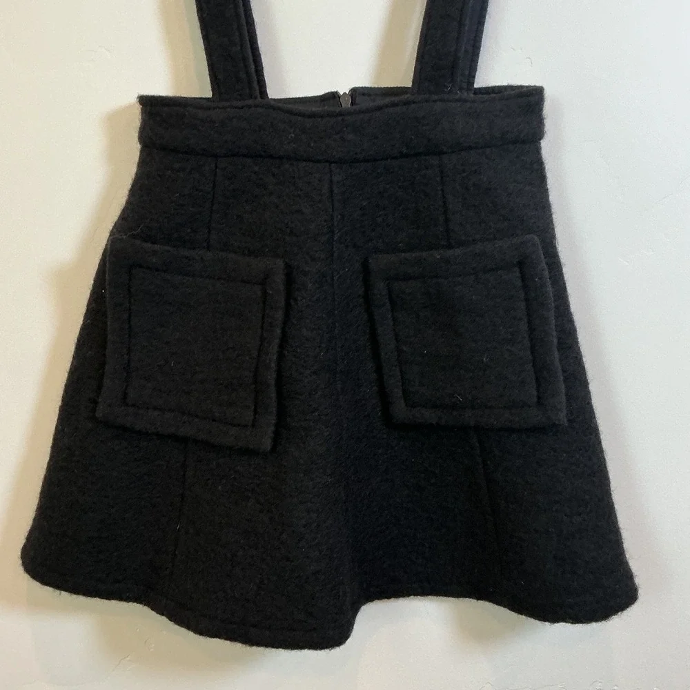 Christina Rohde Black Wool Pinafore Suspender Skirt 4 Patch Pockets NWT Designer
